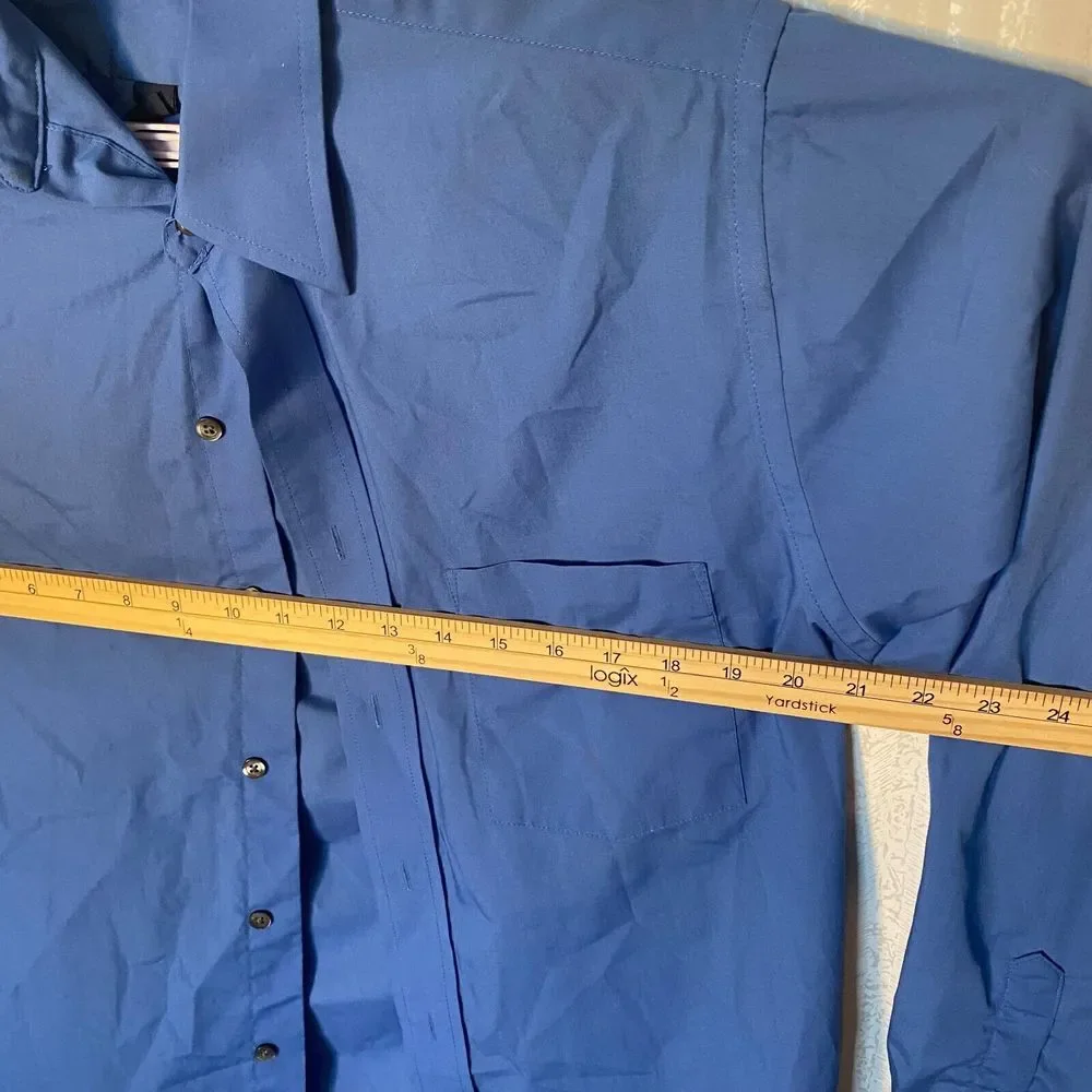 Puritan Dress Shirts Men's Size M Blue Button‎ Down Long Sleeve Collared
